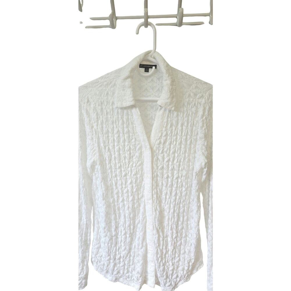 Womens Adrianna Papell white LS top Medium